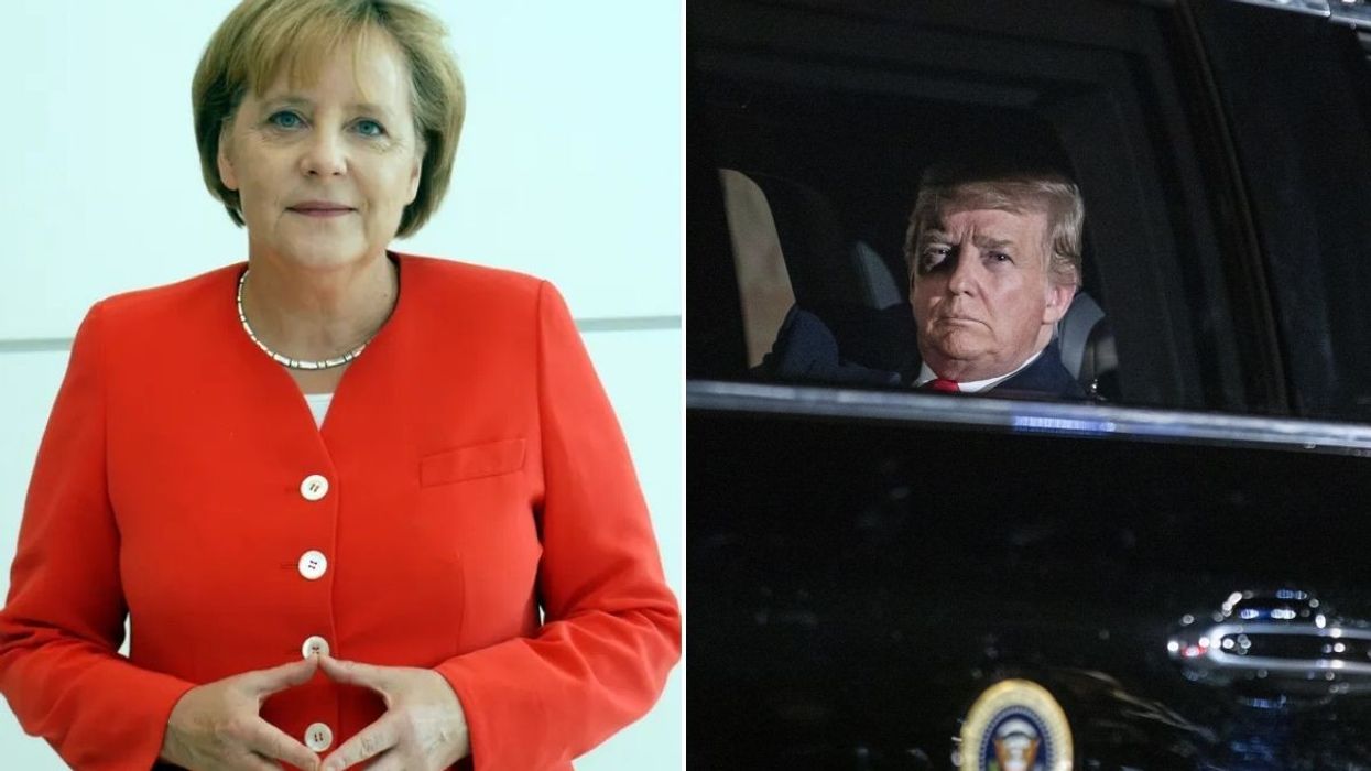 Angela Merkel and Donald Trump in a car