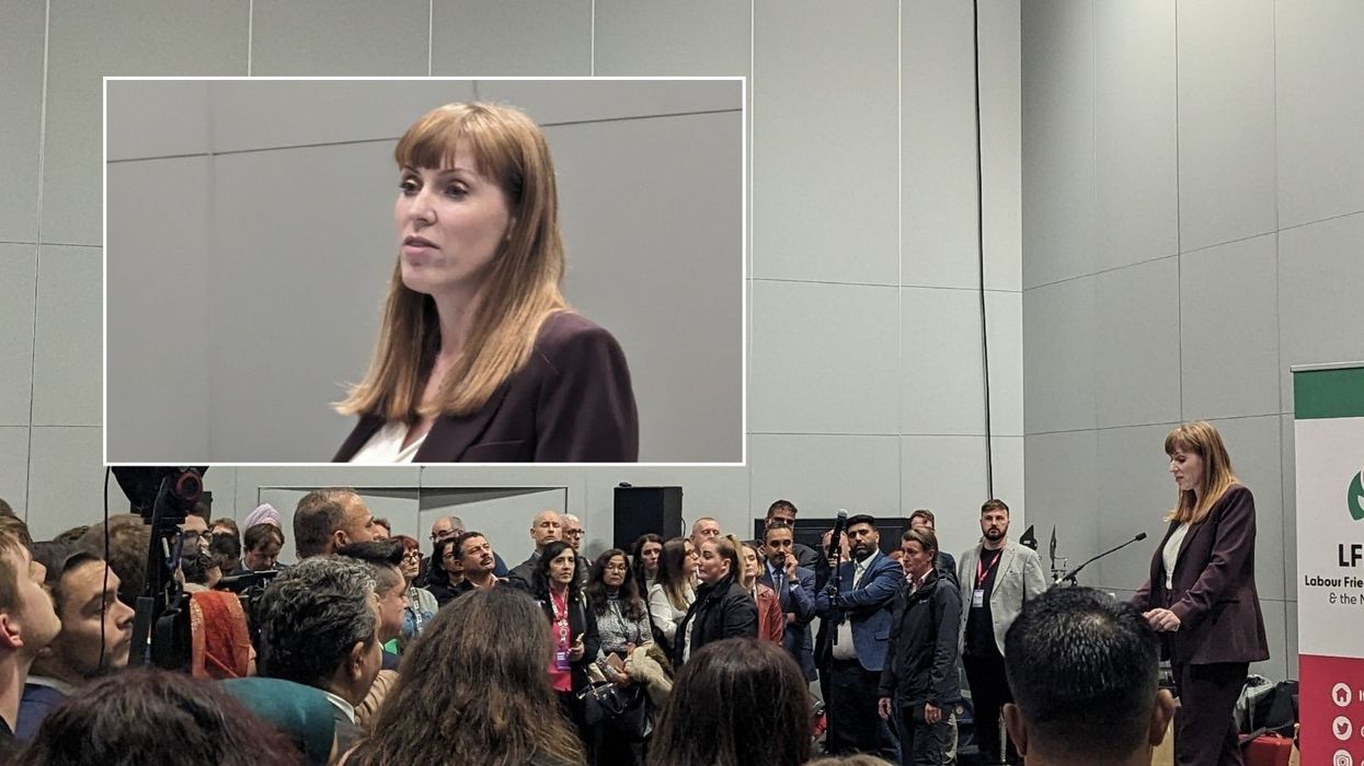 Angela Rayner lets rip at Israel as she makes surprise appearance 'on behalf of Starmer' at Palestine event