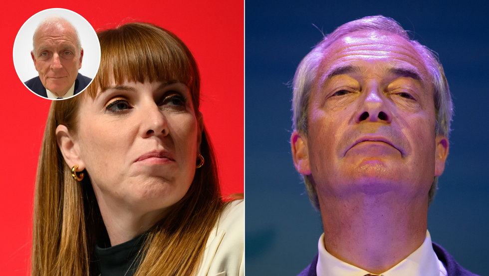 Angela Rayner (left), Nigel Farage (right)
