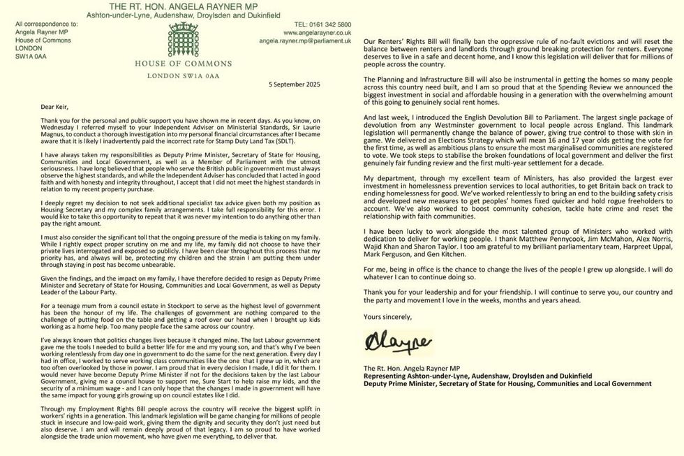 Angela Rayner resigned as Deputy Prime Minister last September\u200b