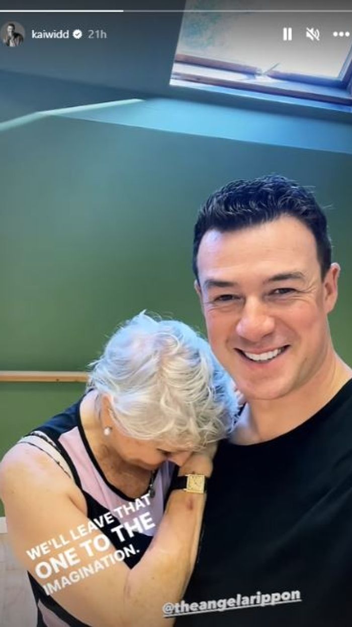 Angela Rippon and Kai Widdrington in rehearsals