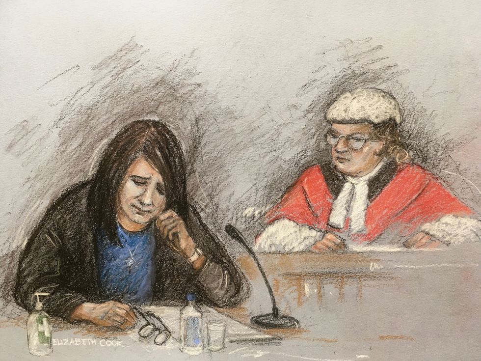 Angharad Williamson breaks down as she gives evidence at Cardiff Crown Court