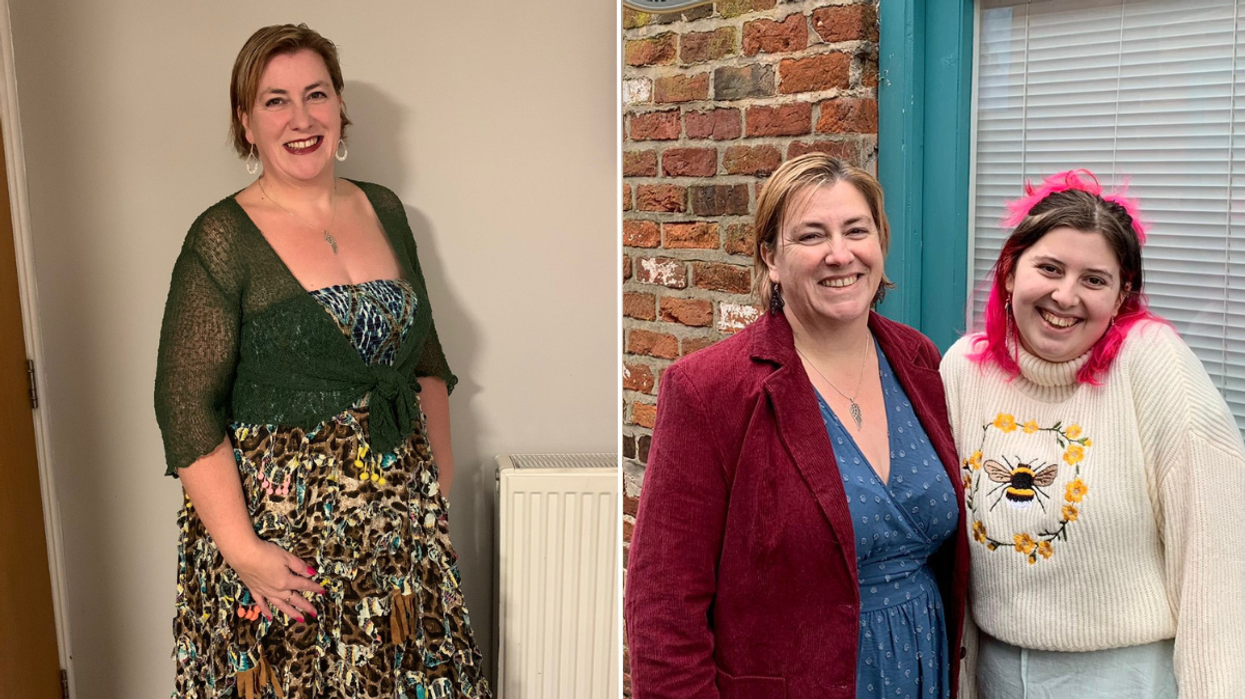 Angie before weight loss / Angie and Sophie after weight loss