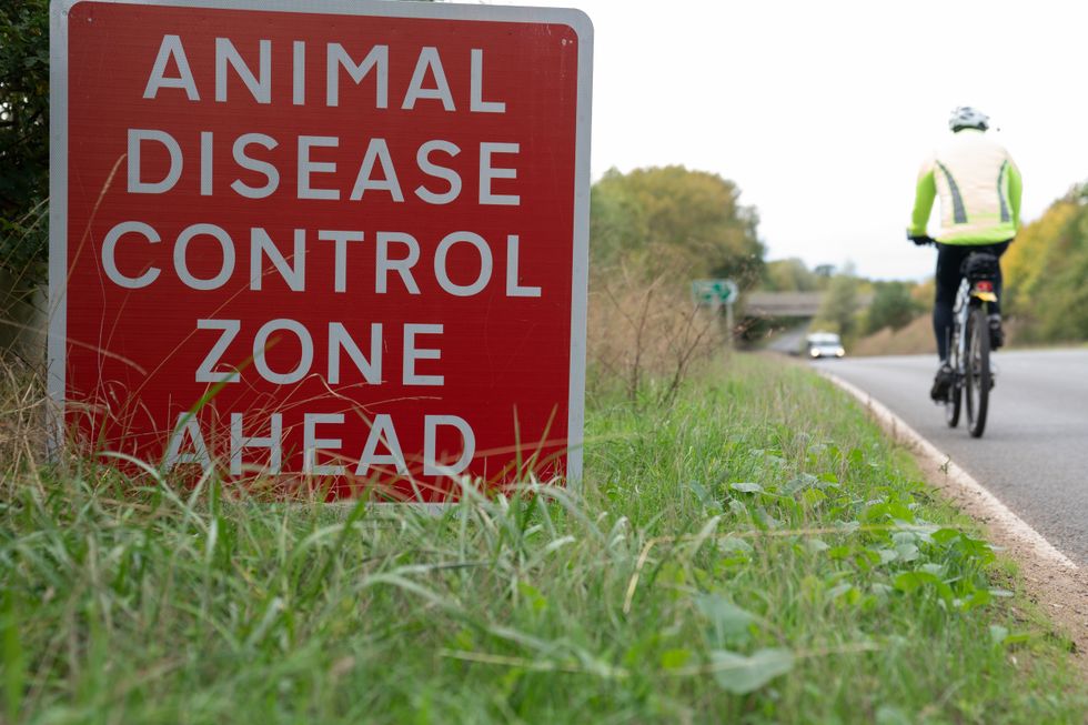 Animal disease control zone sign