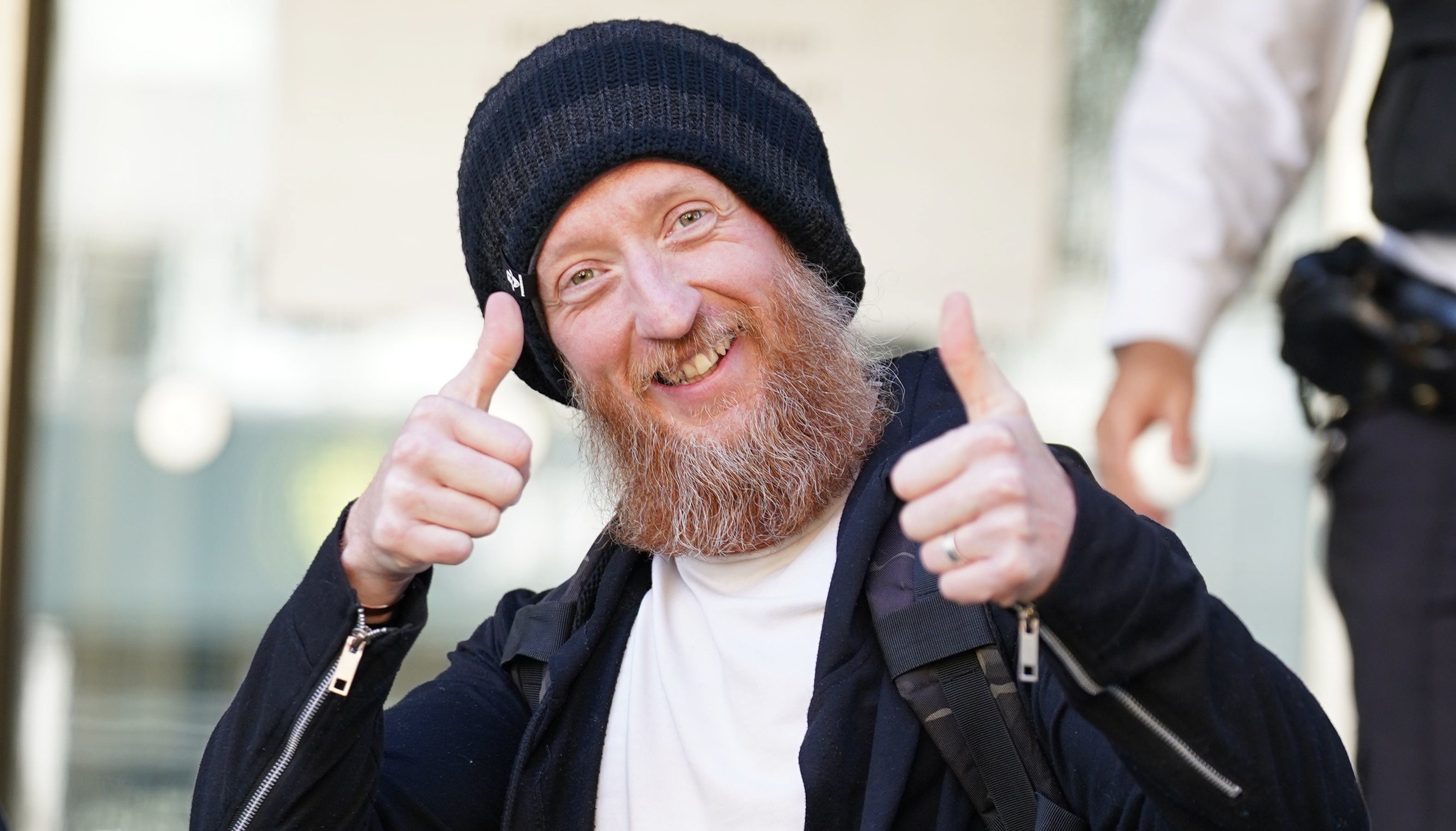 Animal Rebellion activist Steve Bone, 40, of Clacton-on-Sea, Essex, leaves Highbury Corner Magistrates' Court, London, where he was accused of targeting Fortnum and Mason, and Selfridges on Friday along with Sofia Fernandes Pontes, 26. He pleaded not guilty to a charge of criminal damage in relation to the alleged Fortnum and Mason incident. Picture date: Monday October 10, 2022.