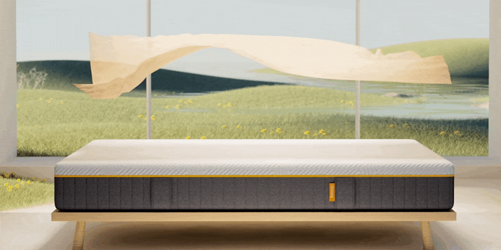 animated GIF of a sheet floating about an emma memory foam mattress