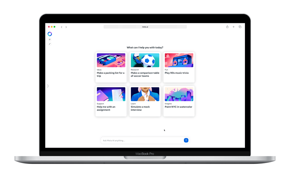animated gif of meta AI desktop website answering questions