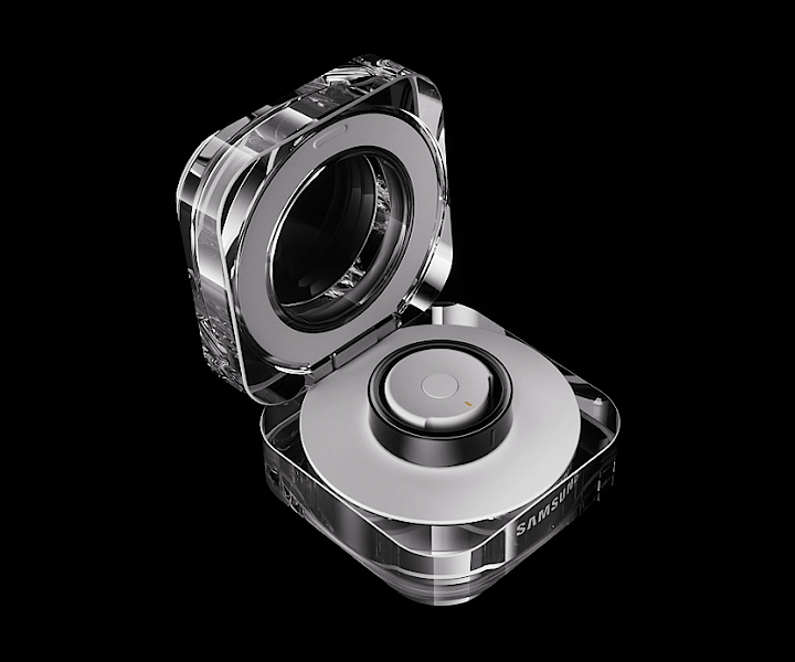 animated gif of samsung galaxy ring in the charging case