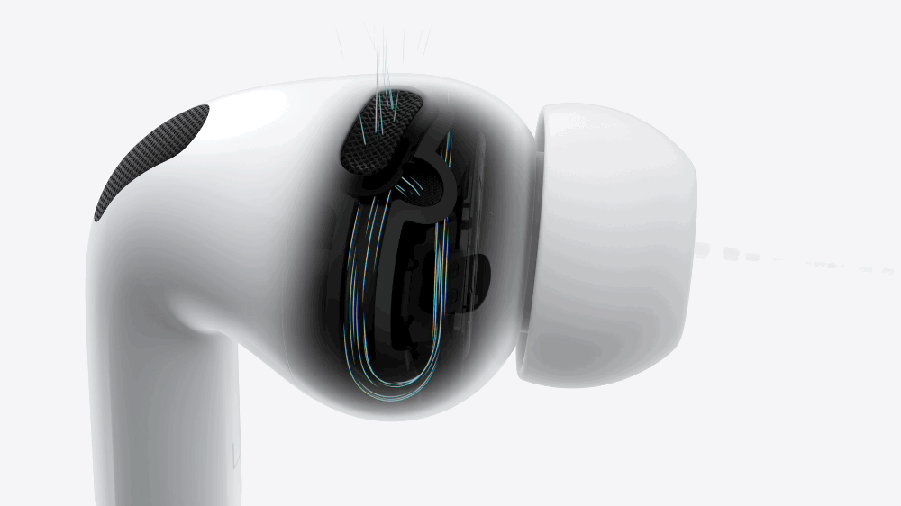 animated GIF of the new multiport acoustic architecture design in the earbuds