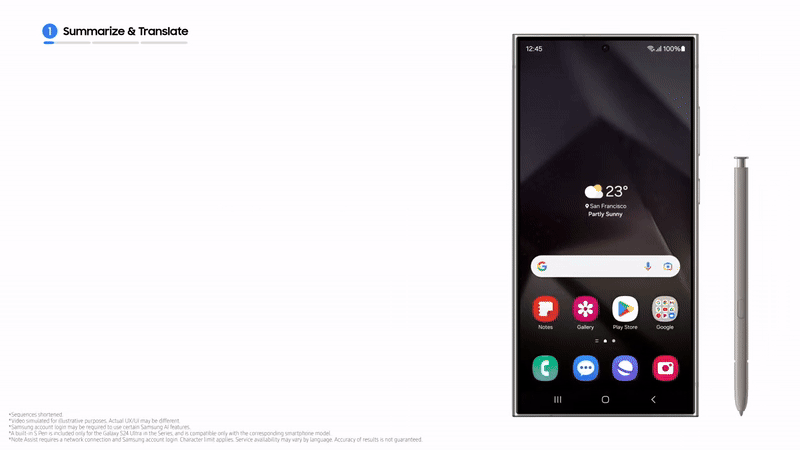 animated gif showing how the summarise feature in one ui 6.1 works on a galaxy phone