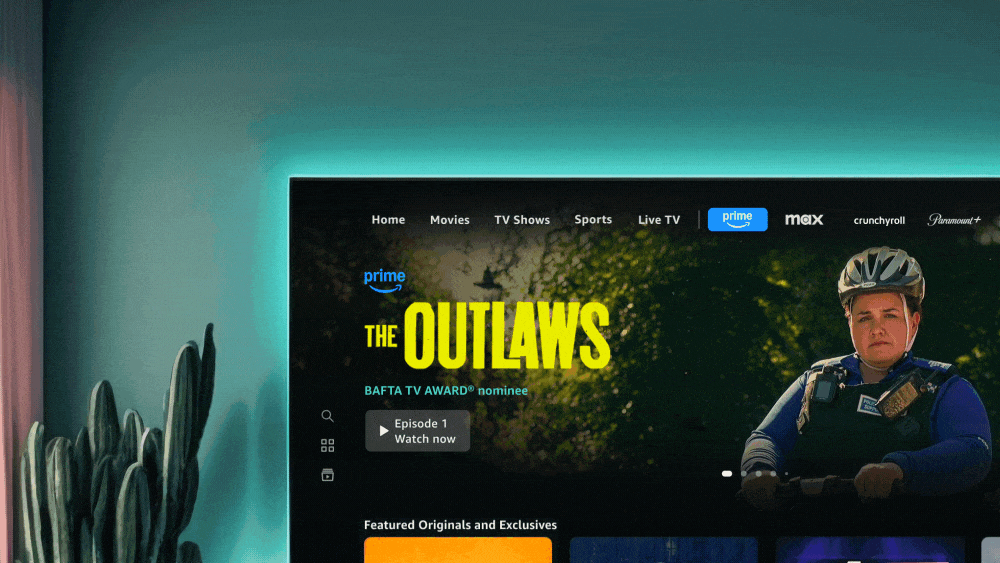 animated gif showing someone moving between the prime video crunchyroll and max sections in the new prime video design