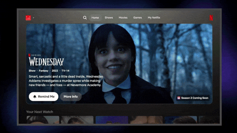 animated GIF showing the new design for Netflix
