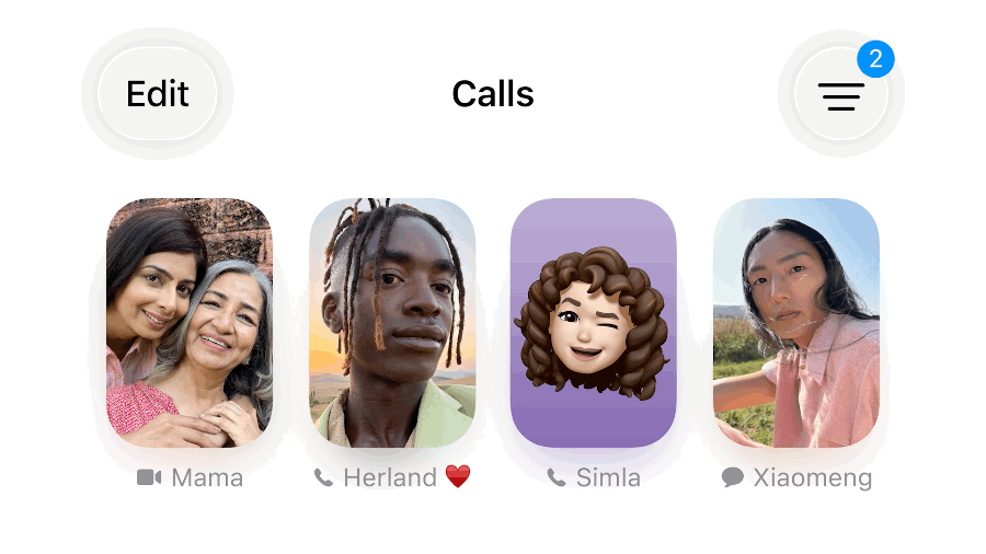 animated GIF showing the new Phone app