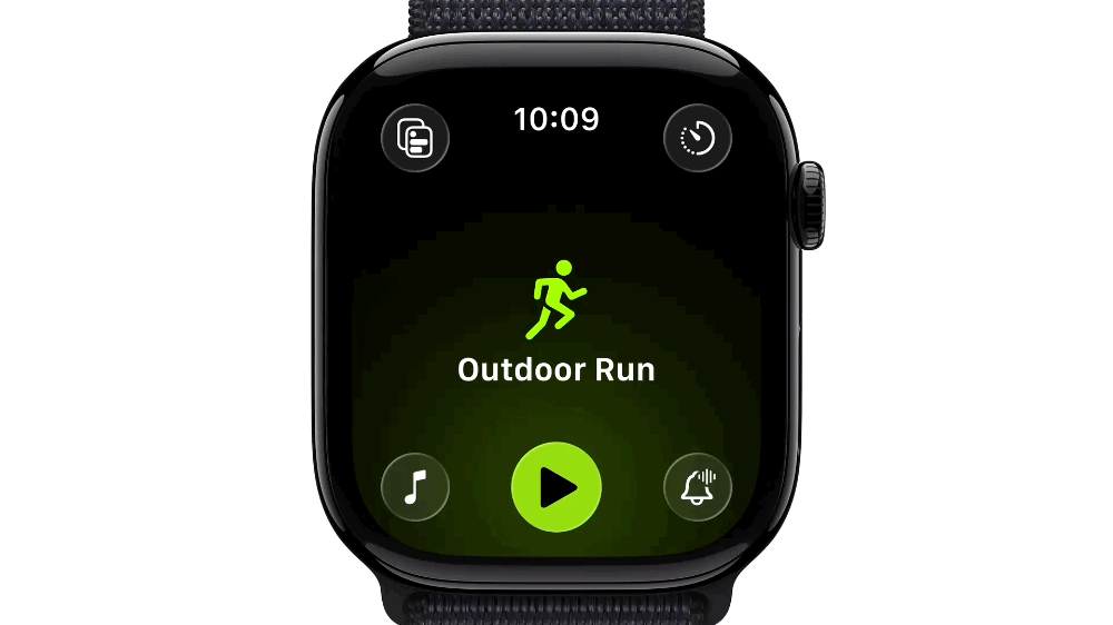 animated GIF showing the redesigned Workout app and the ability to choose media types