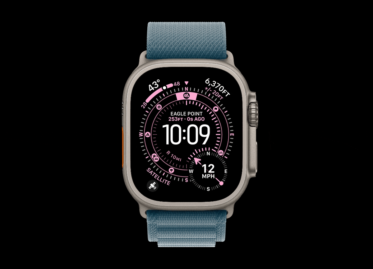 animated GIF with waypoint watch face shown on screen