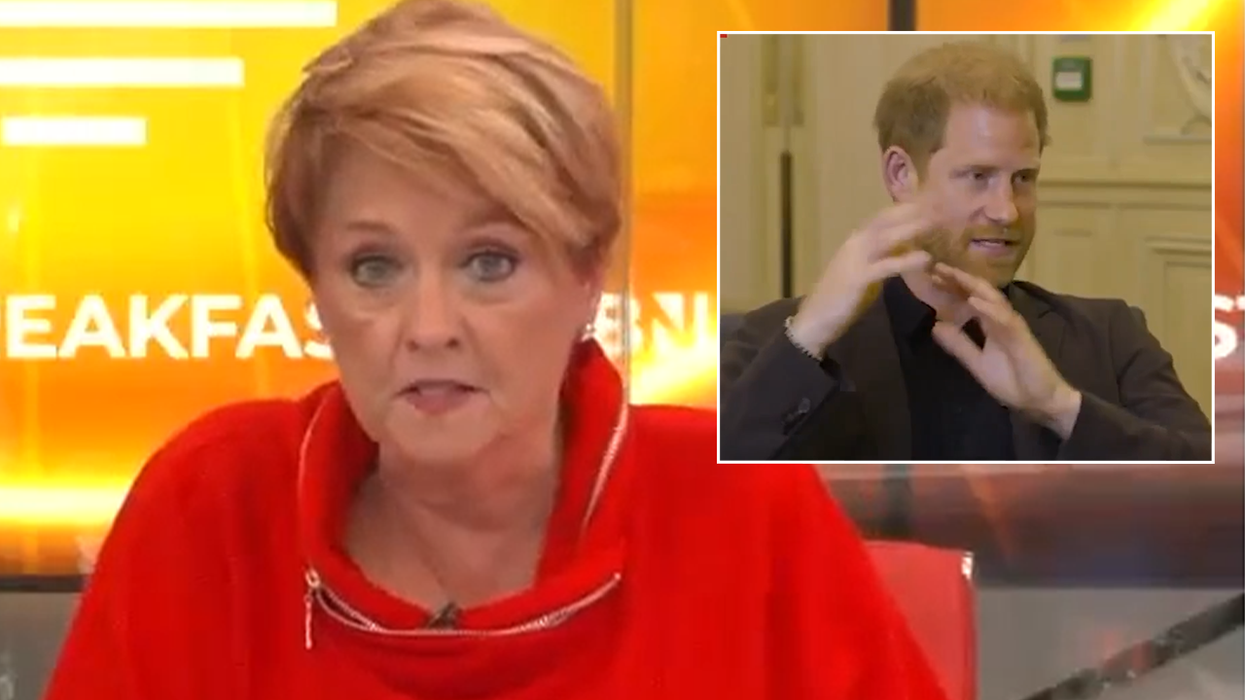 Anne Diamond and an inset image of Prince Harry