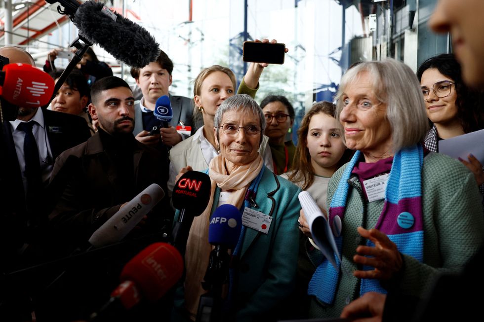 Anne Mahrer and Rosmarie Wyder-Walti, of the Swiss elderly women group Senior Women for Climate Protection