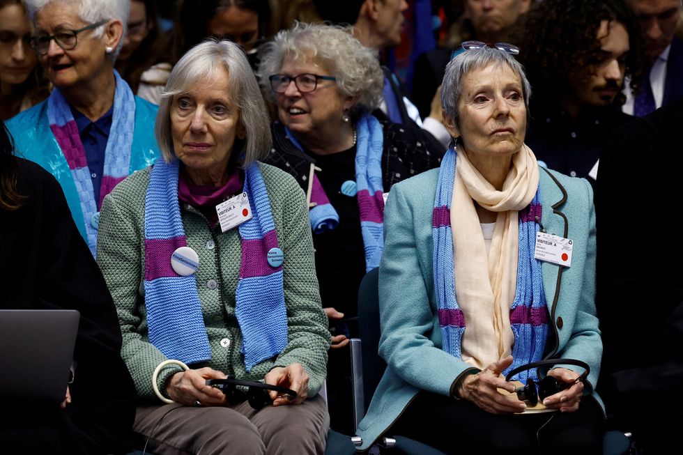 Anne Mahrer and Rosmarie Wyder-Walti, of the Swiss elderly women group Senior Women for Climate Protection