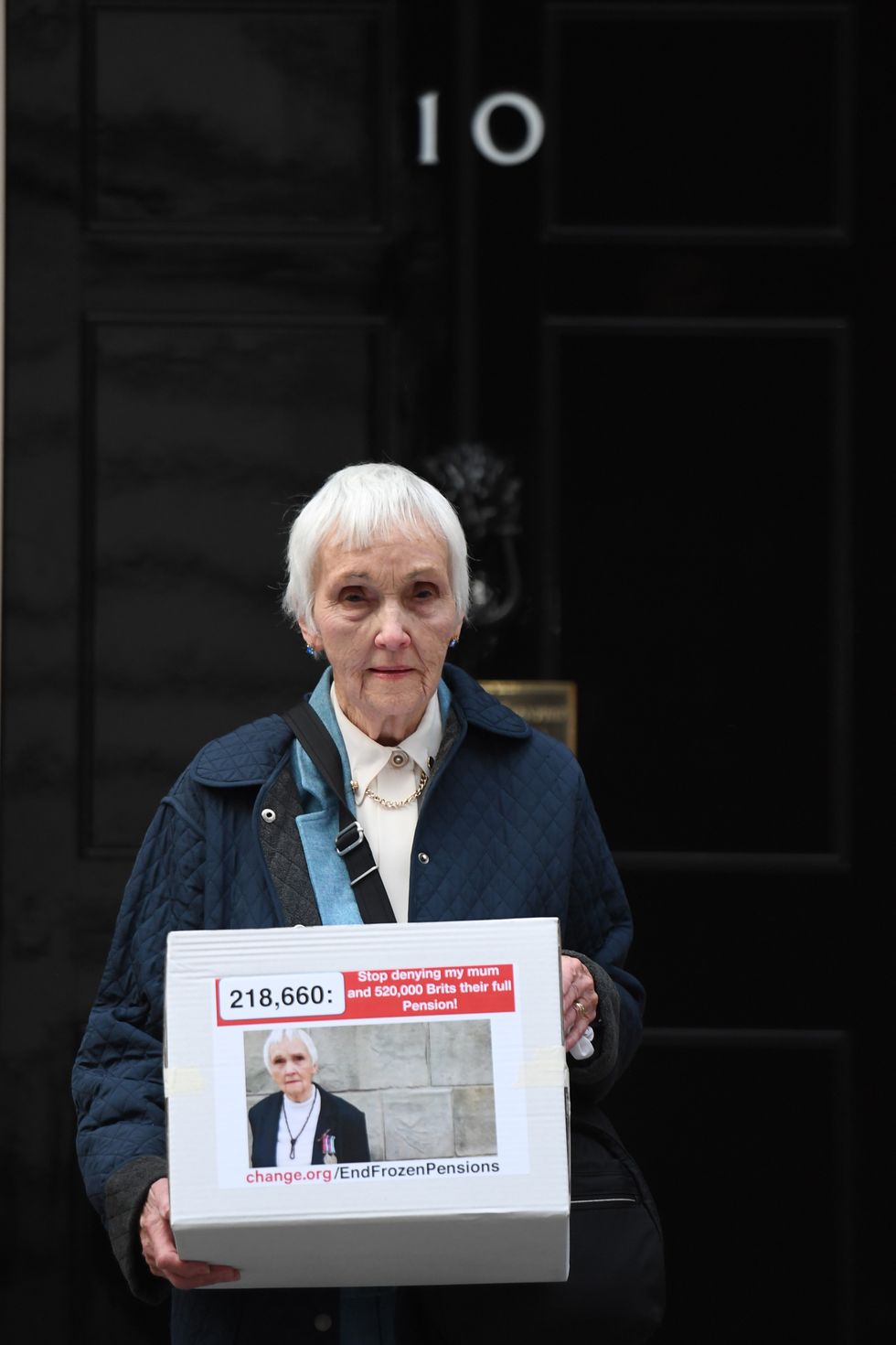 Anne Puckridge attends Downing Street to deliver a petition 5 years ago