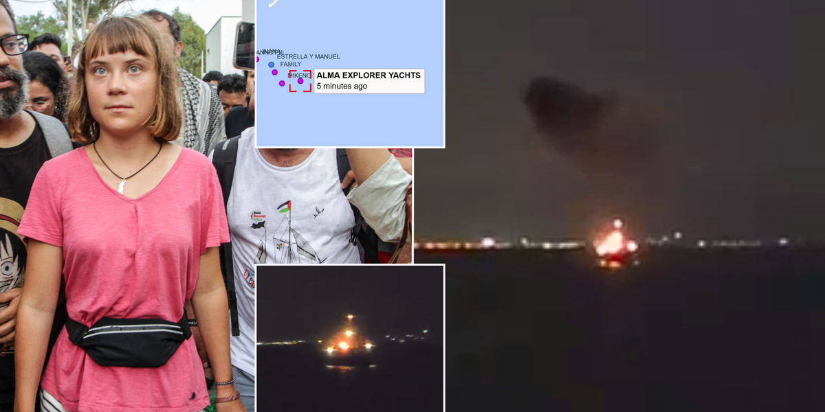 NextImg:ANOTHER of Greta Thunberg's Gaza-bound boats 'bombed in drone strike'