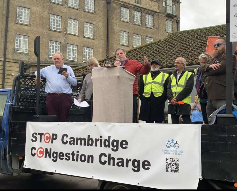 Anthony Browne, MP for South Cambridgeshire, speaking at a rally attended by over 1000 local residents in December 2022