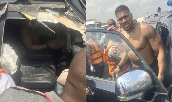 Anthony Joshua has visited a funeral home to pay respects to his dead friends before being discharged from hospital