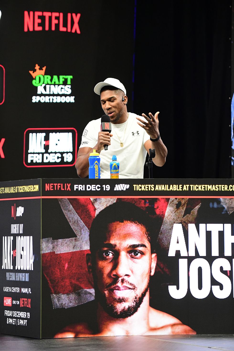 Anthony Joshua is already five inches taller than Jake Paul and has a near 50-pound weight advantage