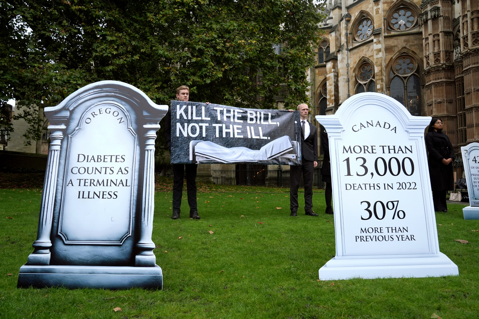 Anti-assisted dying protest in Westminster