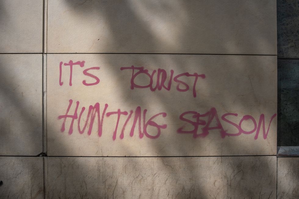 Anti-tourism graffiti (Stock) Anti-tourism graffiti (Stock)