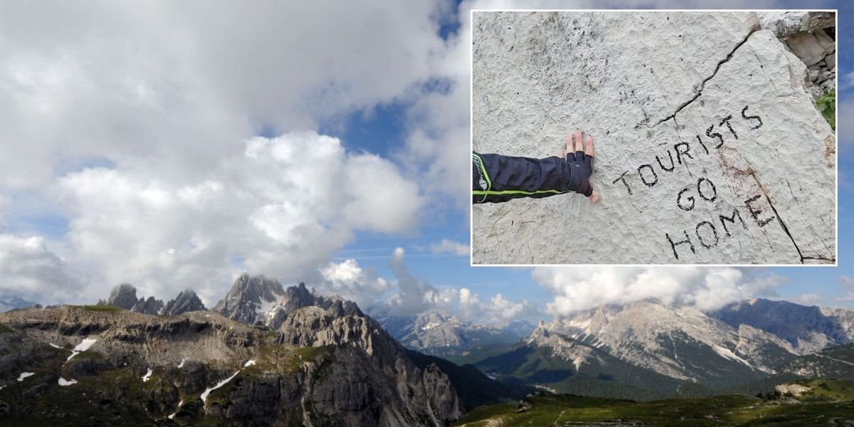 NextImg:Fury erupts as 'tourists go home' graffitied on famous rock with dinosaur footprints
