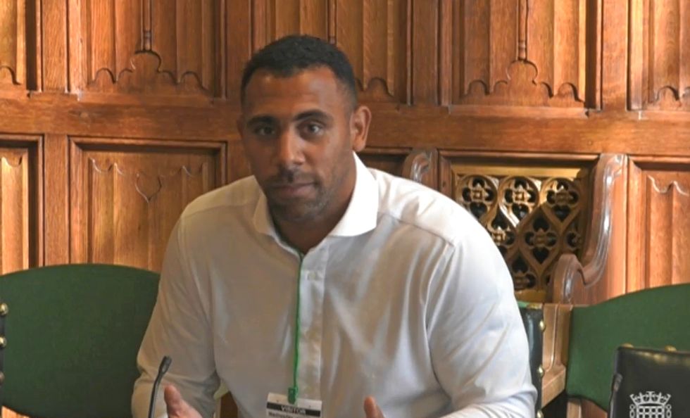 Anton Ferdinand giving evidence to the Home Affairs Committee inquiry into online racist abuse.
