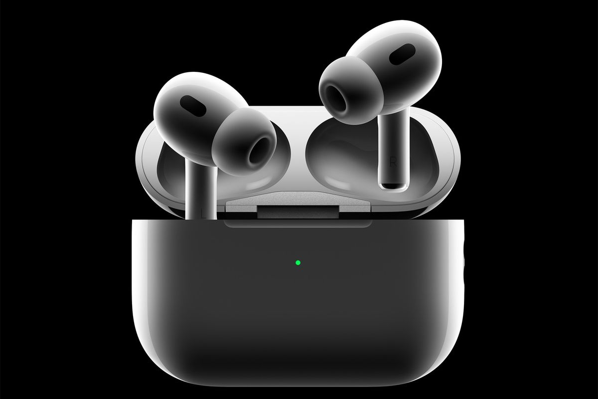 apple airpods pro pictured with black background
