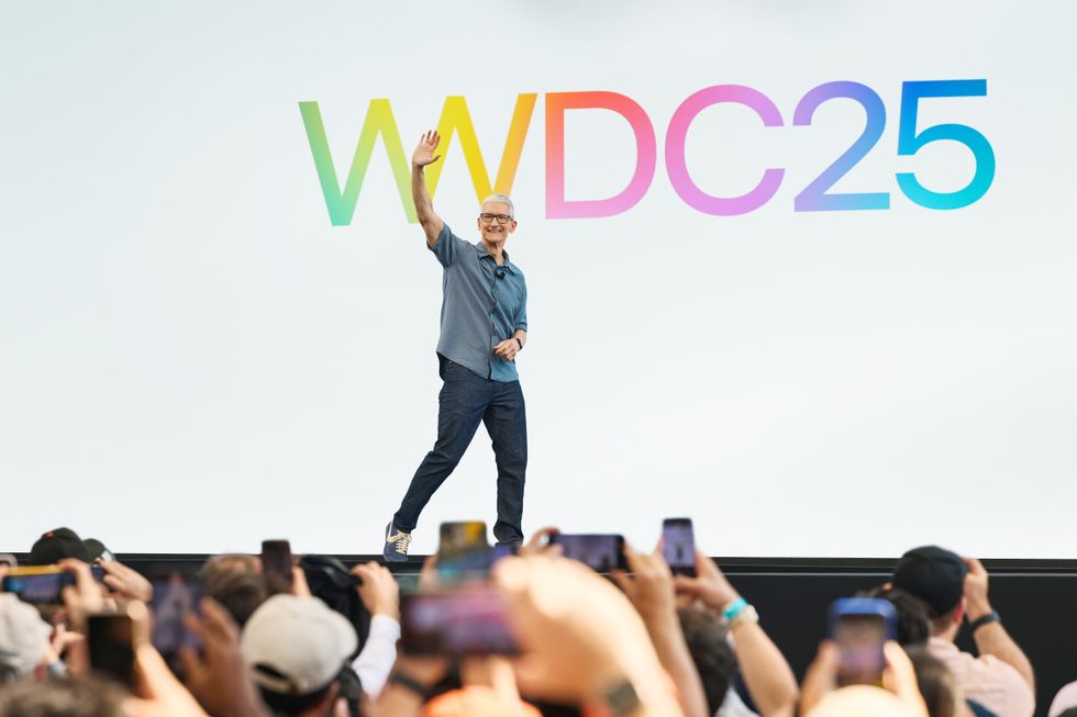 apple ceo Tim Cook on-stage at WWDC 25 developers conference