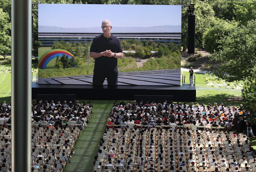 apple ceo tim cook on-stage for wwdc presentation in california