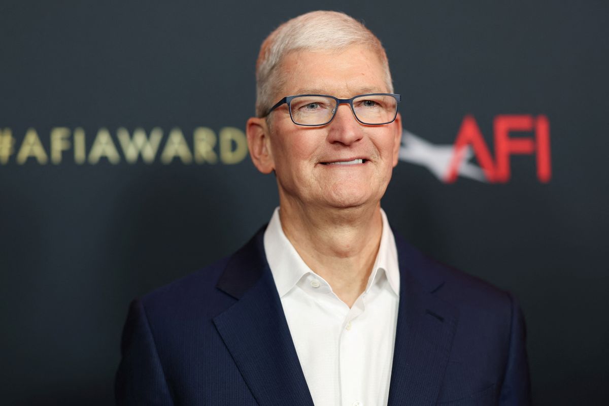 apple ceo tim cook pictured at the american film institute awards luncheon in los angeles