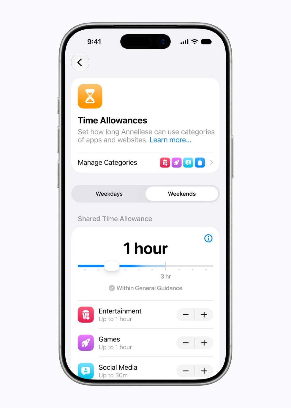 Apple child screen time setting
