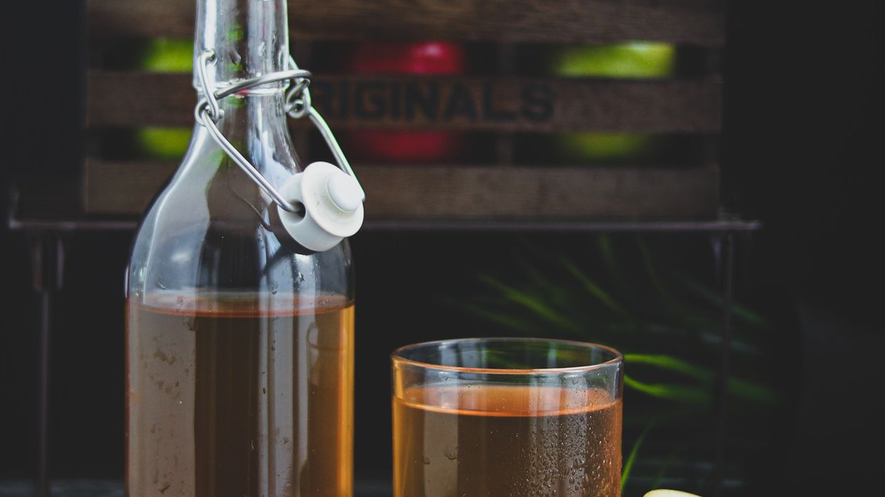 Apple cider vinegar in a glass