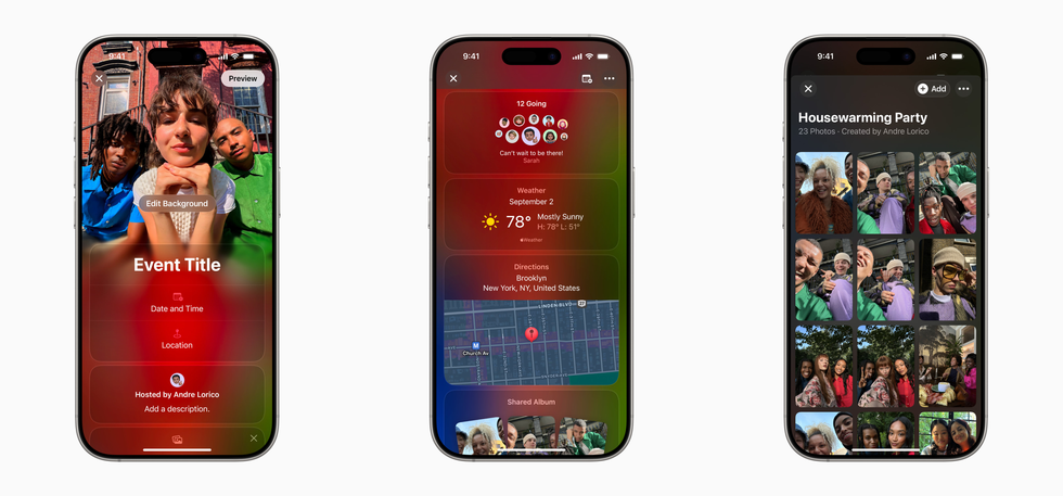 apple invites screenshots showing the process of creating an event