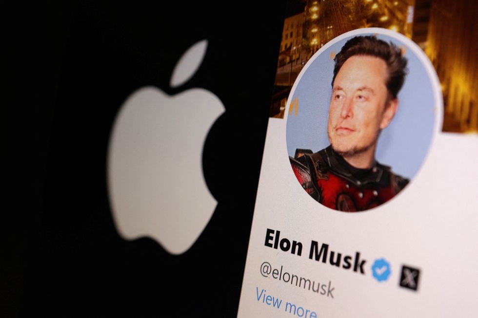 Apple logo and Elon Musk