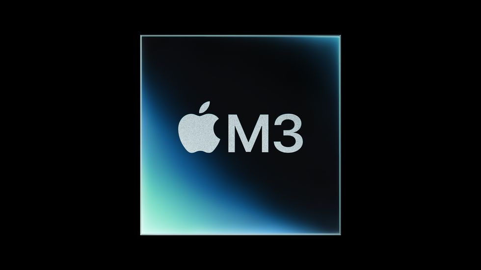 Apple M3 system-on-a-chip pictured on a black background