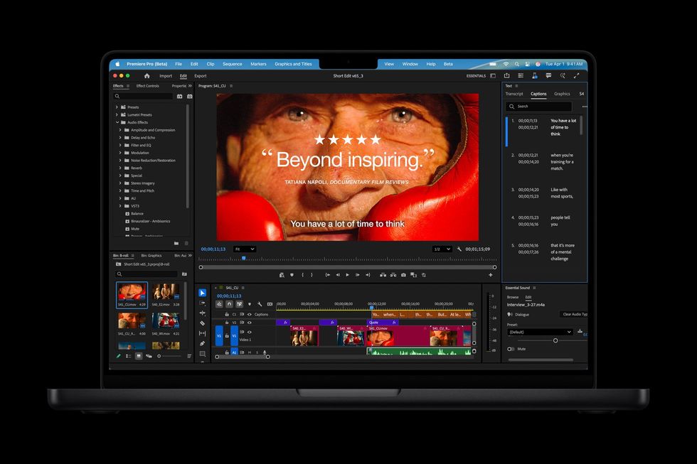 Apple MacBook Pro video editing display