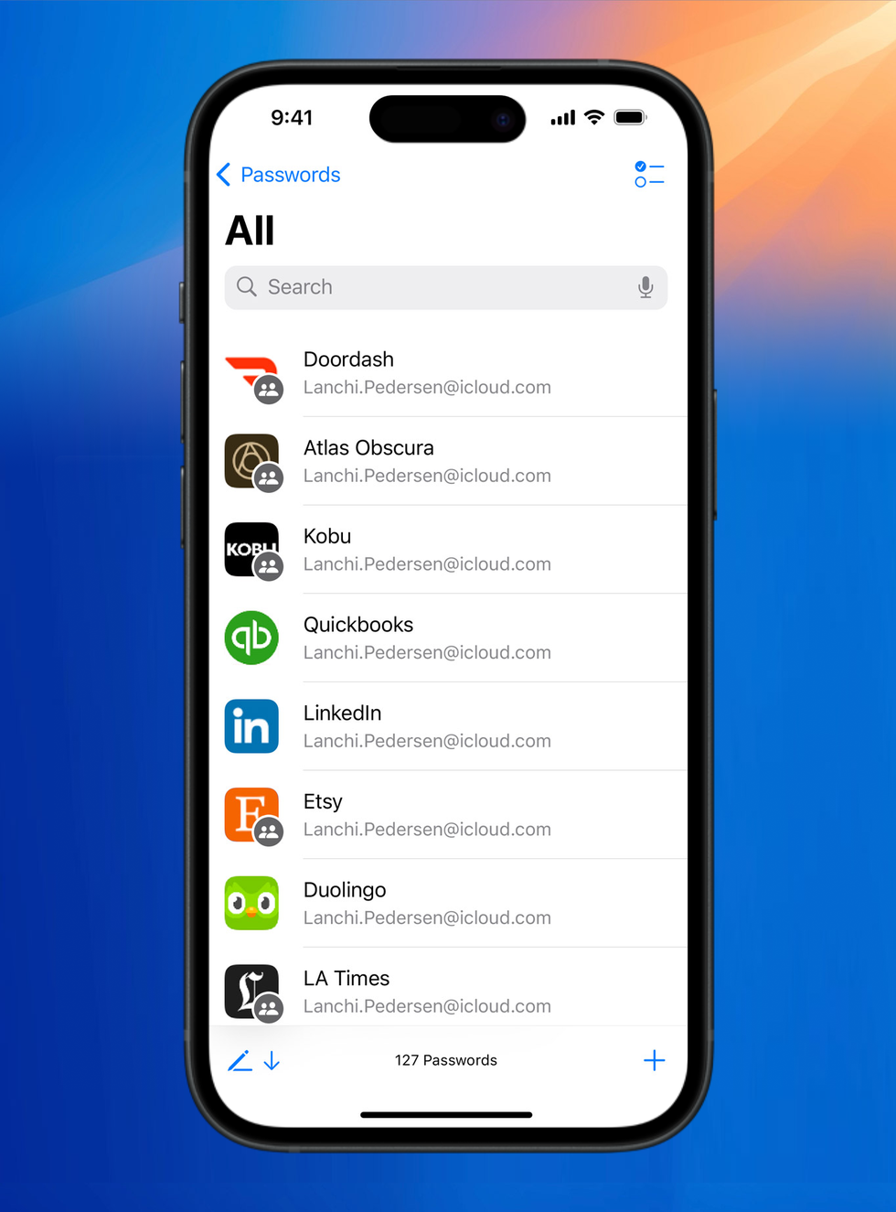apple passwords app pictured on iphone