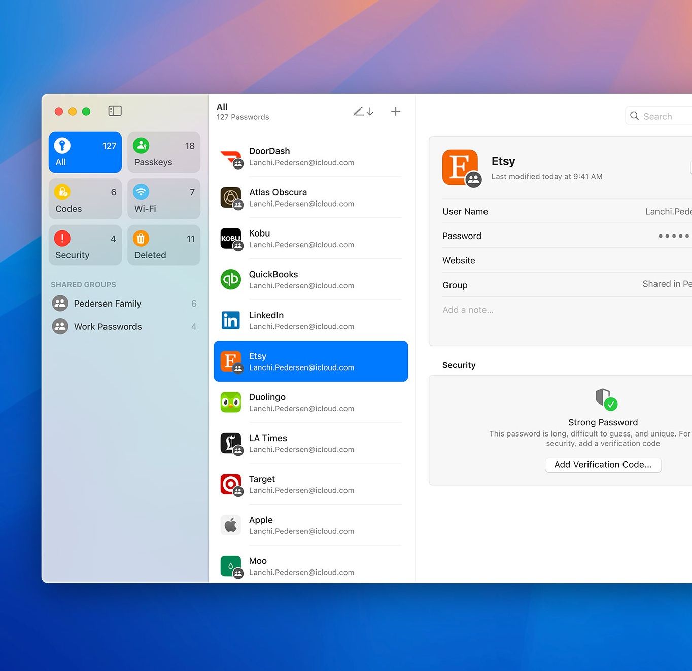 apple passwords app shown on macos sequoia