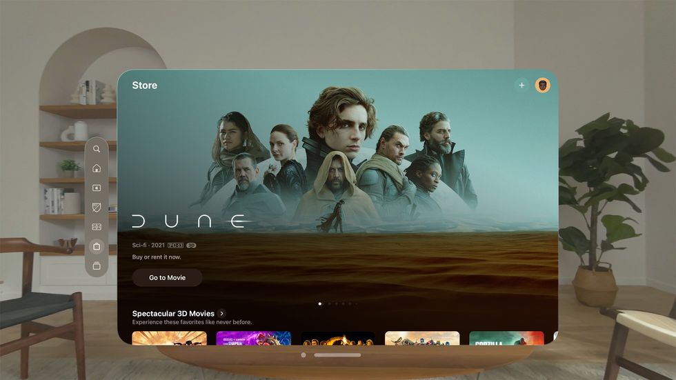 Apple TV app shown in Vision Pro