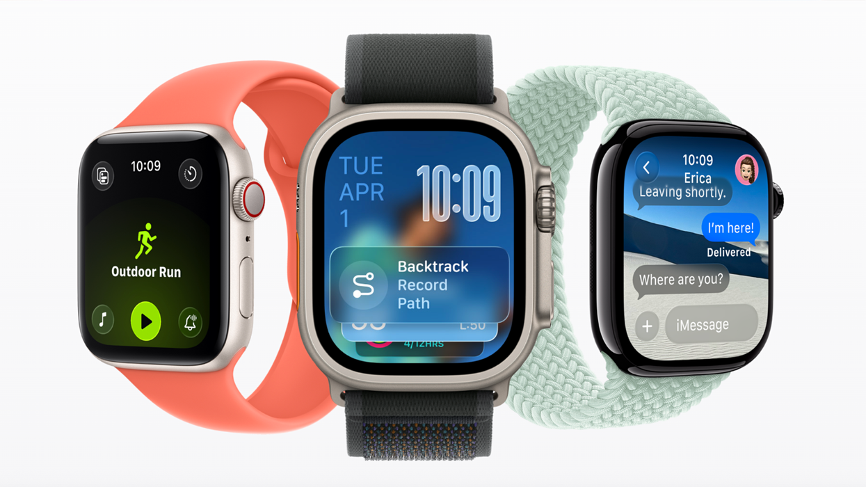 Apple Watch new features shown on three example smartwatches running watchOS 26