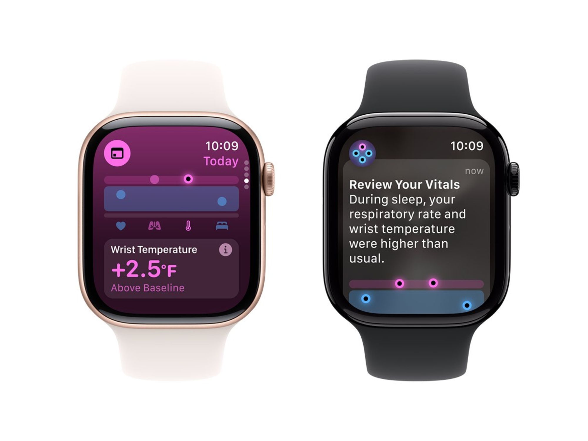 apple watch screen showing the vitals app