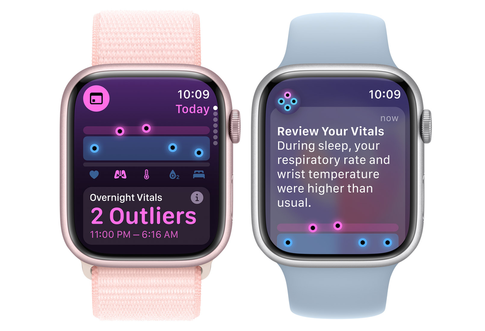 apple watch vitals app onscreen showing typical warnings and data tracking