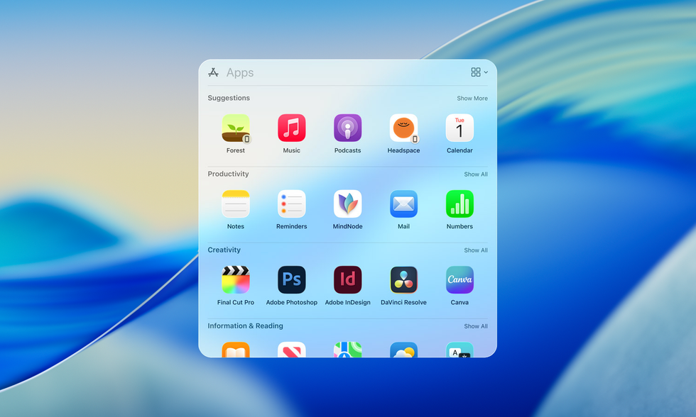 Applications feature in-use on macOS 26 Tahoe