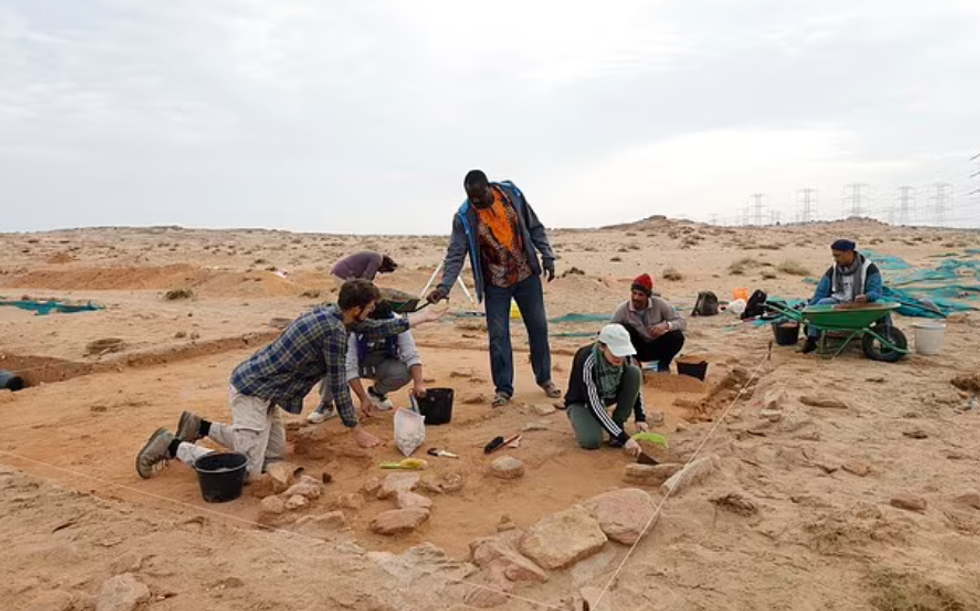 Archaeological team working at the site