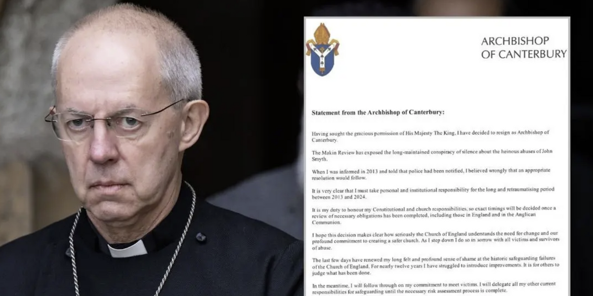 NextImg:Archbishop of Canterbury Justin Welby resigns over sex abuse scandal - 'I feel a profound sense of shame'